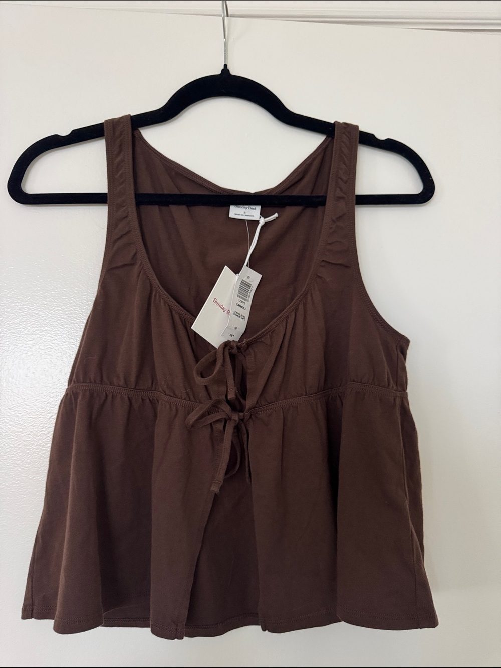 Aritzia Brown Tie-Front Tank Top